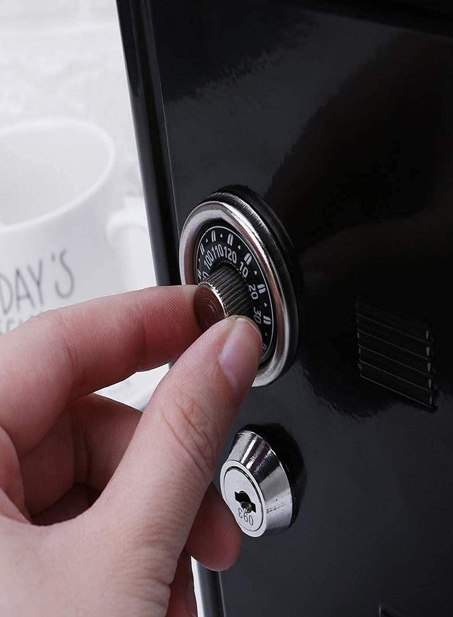 Drofail حصالة نقود معدنية آمنة للأطفال من دروفيل، صندوق تخزين مفاتيح صغير للأطفال مع قفل، هدية حصالة نقود إبداعية للأطفال - مفتاحان (أسود) - Image 3